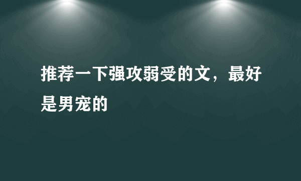 推荐一下强攻弱受的文，最好是男宠的