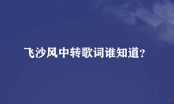 飞沙风中转歌词谁知道？