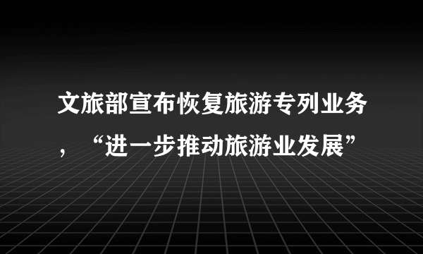 文旅部宣布恢复旅游专列业务，“进一步推动旅游业发展”