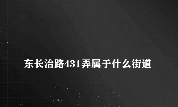 
东长治路431弄属于什么街道

