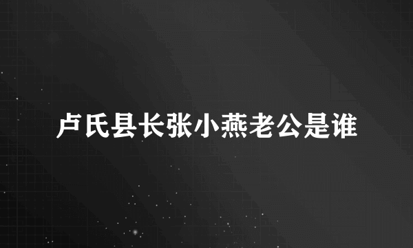 卢氏县长张小燕老公是谁