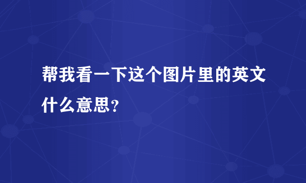 帮我看一下这个图片里的英文什么意思？