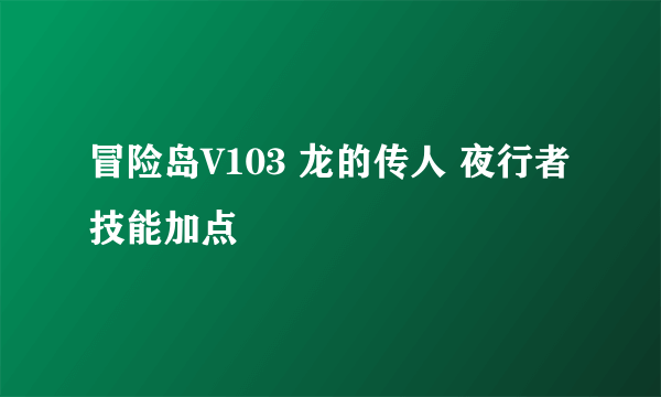 冒险岛V103 龙的传人 夜行者技能加点