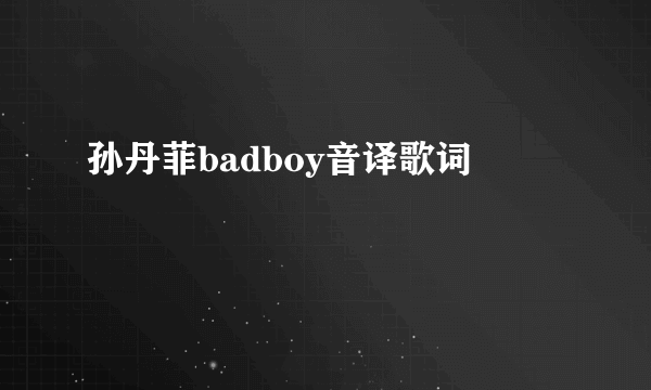 孙丹菲badboy音译歌词