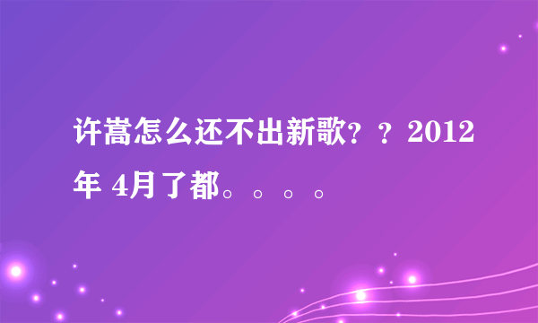 许嵩怎么还不出新歌？？2012年 4月了都。。。。