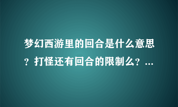 梦幻西游里的回合是什么意思？打怪还有回合的限制么？没玩过回合类的游戏，求高手解释一下。