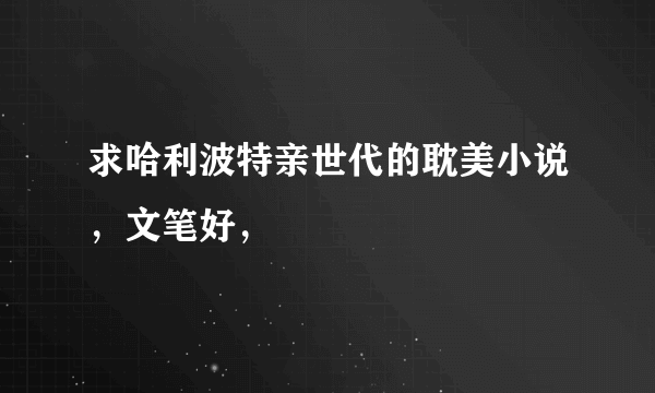 求哈利波特亲世代的耽美小说，文笔好，