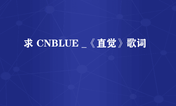 求 CNBLUE _《直觉》歌词