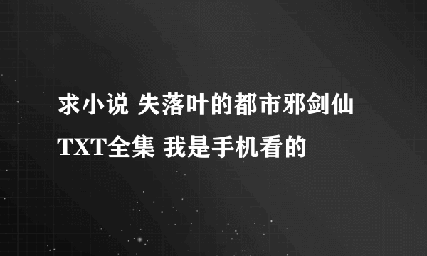 求小说 失落叶的都市邪剑仙 TXT全集 我是手机看的