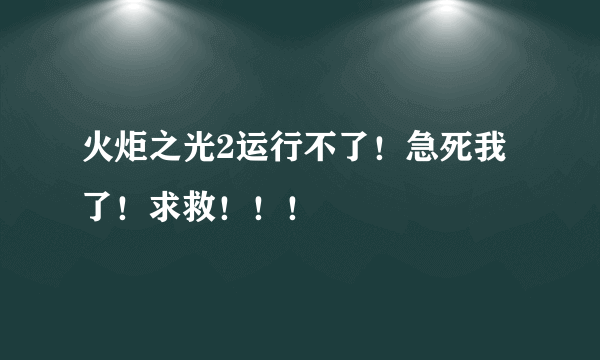 火炬之光2运行不了！急死我了！求救！！！