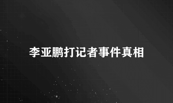 李亚鹏打记者事件真相