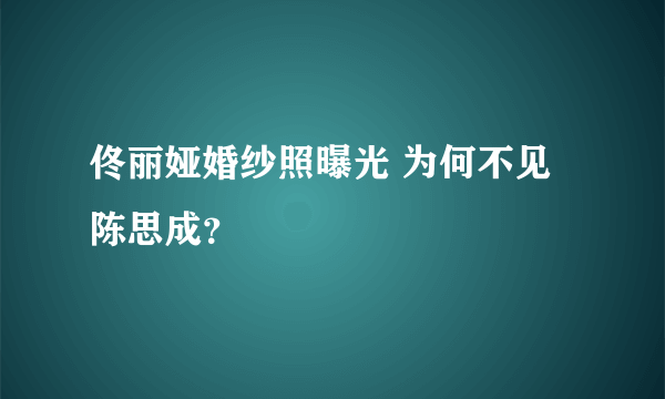 佟丽娅婚纱照曝光 为何不见陈思成？