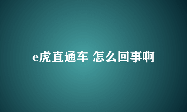 e虎直通车 怎么回事啊