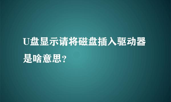 U盘显示请将磁盘插入驱动器是啥意思？