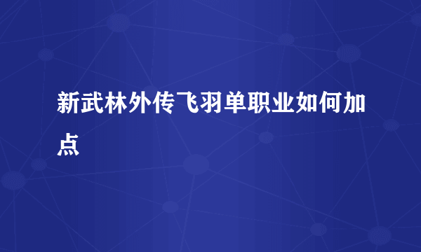 新武林外传飞羽单职业如何加点