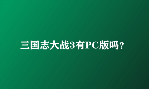 三国志大战3有PC版吗？