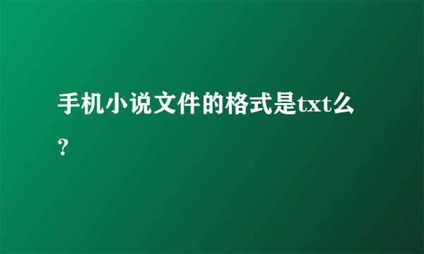 手机小说文件的格式是txt么？