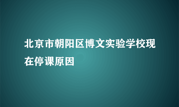 北京市朝阳区博文实验学校现在停课原因