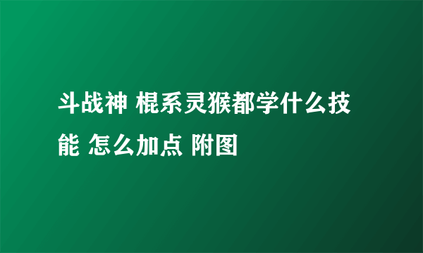 斗战神 棍系灵猴都学什么技能 怎么加点 附图