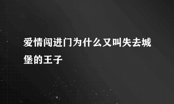 爱情闯进门为什么又叫失去城堡的王子