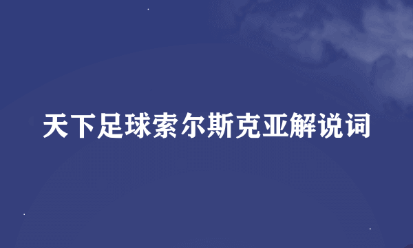 天下足球索尔斯克亚解说词