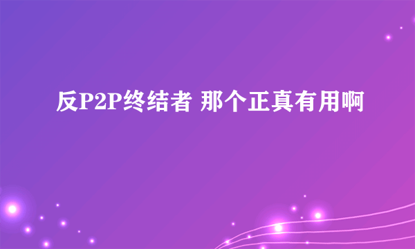 反P2P终结者 那个正真有用啊