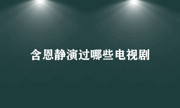 含恩静演过哪些电视剧