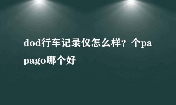 dod行车记录仪怎么样？个papago哪个好