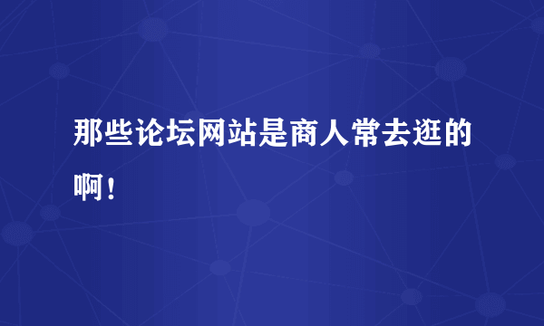 那些论坛网站是商人常去逛的啊！