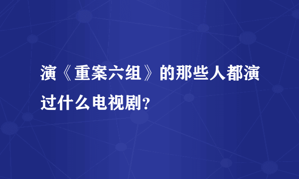 演《重案六组》的那些人都演过什么电视剧？