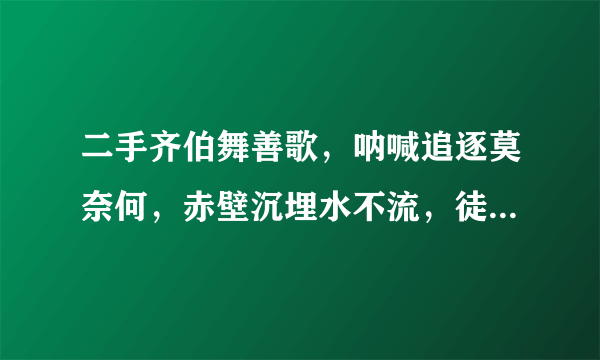 二手齐伯舞善歌，呐喊追逐莫奈何，赤壁沉埋水不流，徒留名姓载空舟，是什么生肖