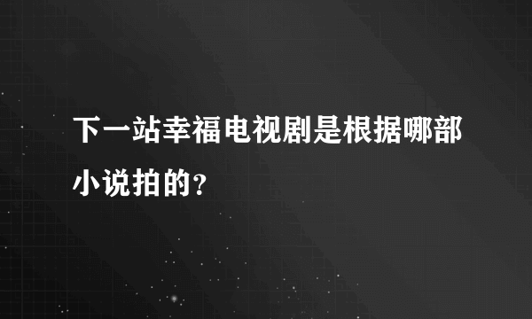 下一站幸福电视剧是根据哪部小说拍的？