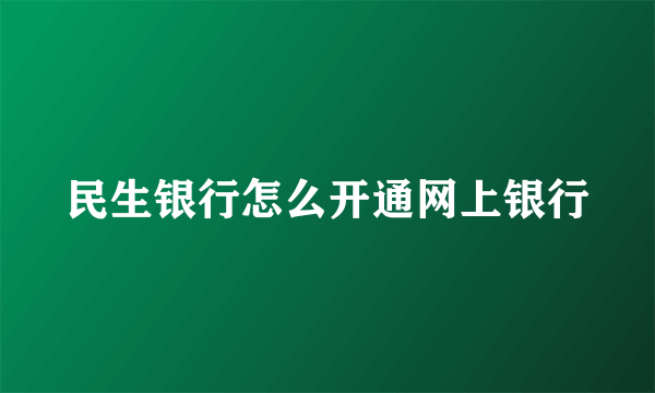 民生银行怎么开通网上银行