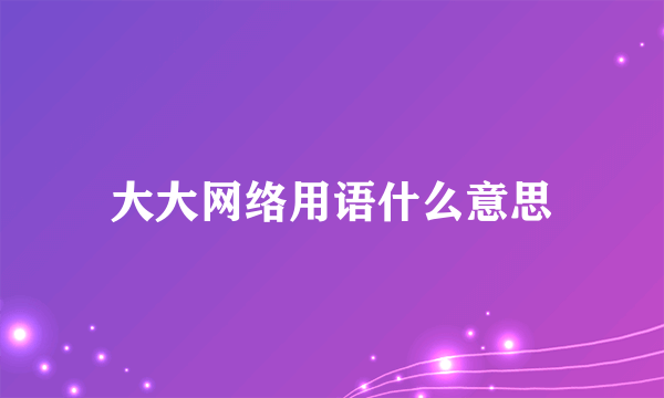 大大网络用语什么意思