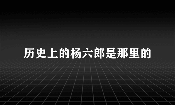 历史上的杨六郎是那里的