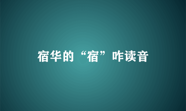 宿华的“宿”咋读音