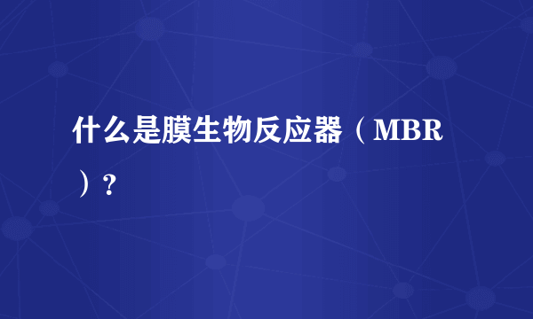 什么是膜生物反应器（MBR）？