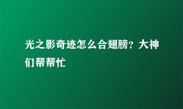 光之影奇迹怎么合翅膀？大神们帮帮忙