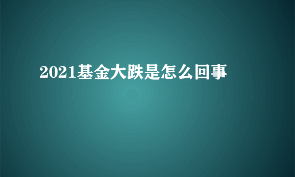 2021基金大跌是怎么回事