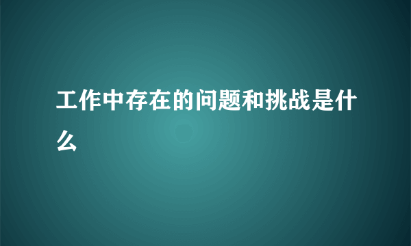 工作中存在的问题和挑战是什么