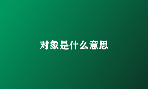 对象是什么意思