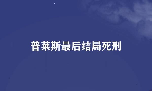 普莱斯最后结局死刑