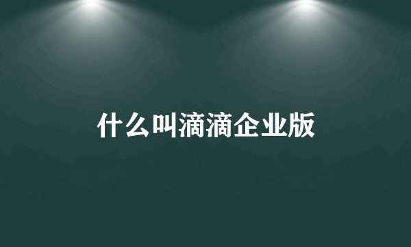 什么叫滴滴企业版