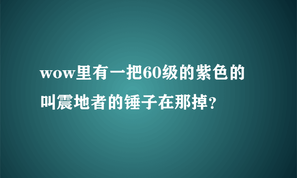 wow里有一把60级的紫色的叫震地者的锤子在那掉？