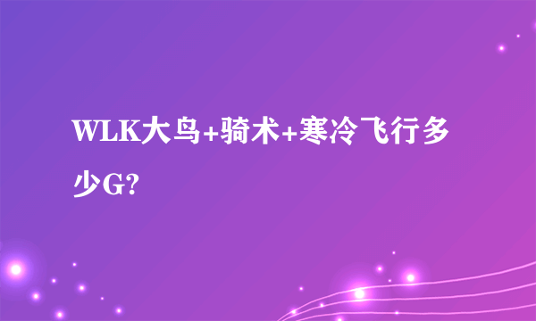 WLK大鸟+骑术+寒冷飞行多少G?