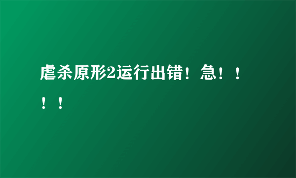 虐杀原形2运行出错！急！！！！