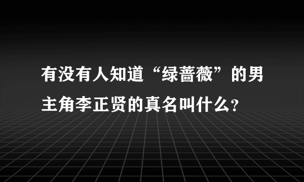 有没有人知道“绿蔷薇”的男主角李正贤的真名叫什么？