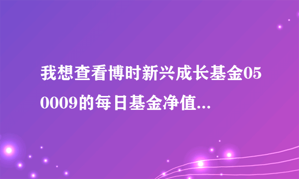 我想查看博时新兴成长基金050009的每日基金净值。持仓情况。交易明细请高手指点一下谢谢！