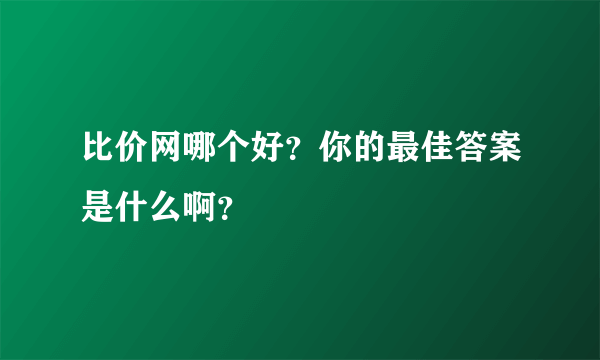 比价网哪个好？你的最佳答案是什么啊？