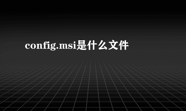 config.msi是什么文件